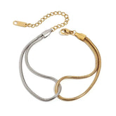 Dual-Tone Snake Chain Bracelet for Women | Gold & Silver Adjustable Fashion Jewellery