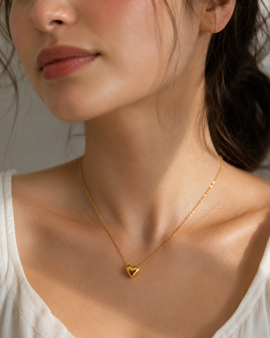 Heart Pendant Necklace with Bead Chain