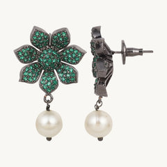 Pearl Drop Dangle Earrings for Women Green - DZOIR