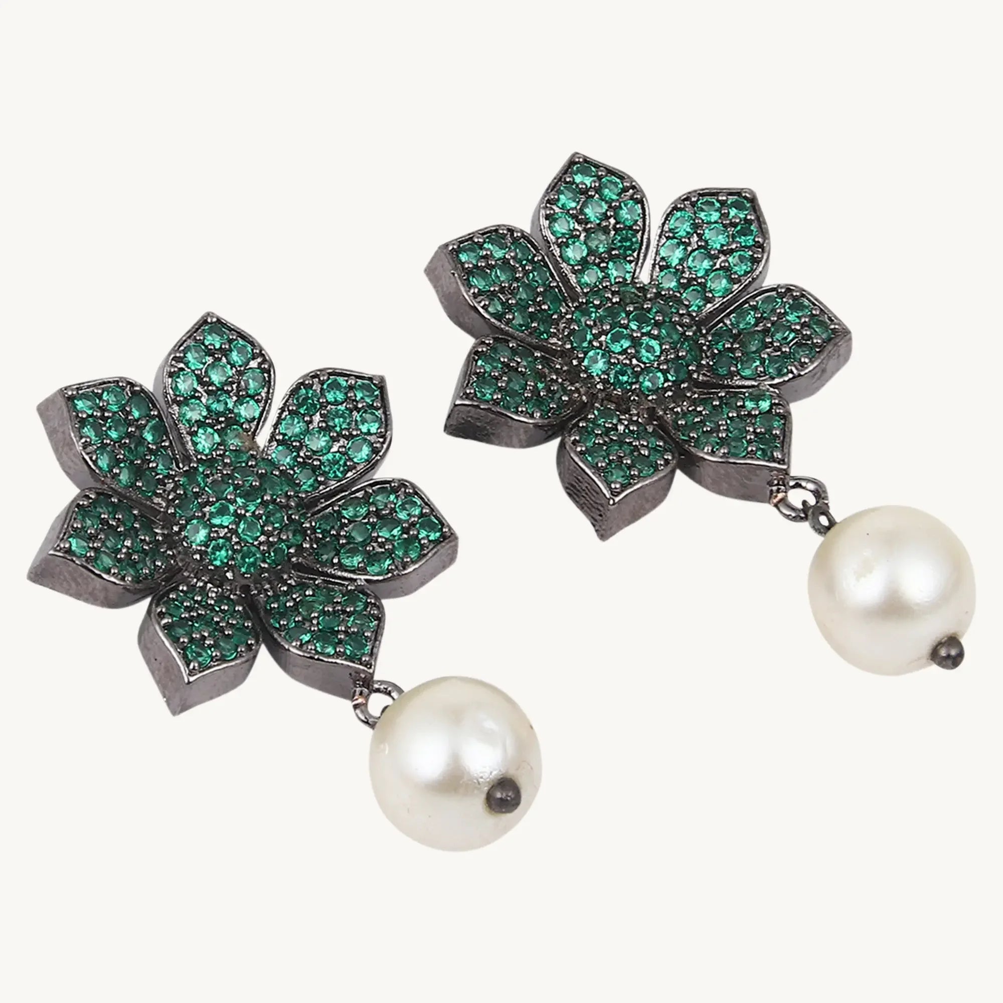Pearl Drop Dangle Earrings for Women Green - DZOIR