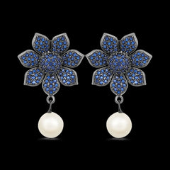 Pearl Drop Dangle Earrings for Women Purple - DZOIR