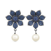 Pearl Drop Dangle Earrings for Women Purple - DZOIR