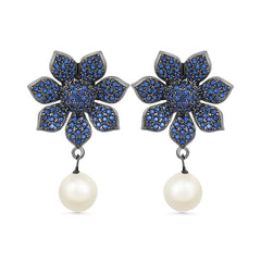 Pearl Drop Dangle Earrings for Women Purple - DZOIR