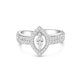 Marquise Cut CZ Diamond Ring | Elegant Silver-Tone Engagement Style Ring for Women - DZOIR