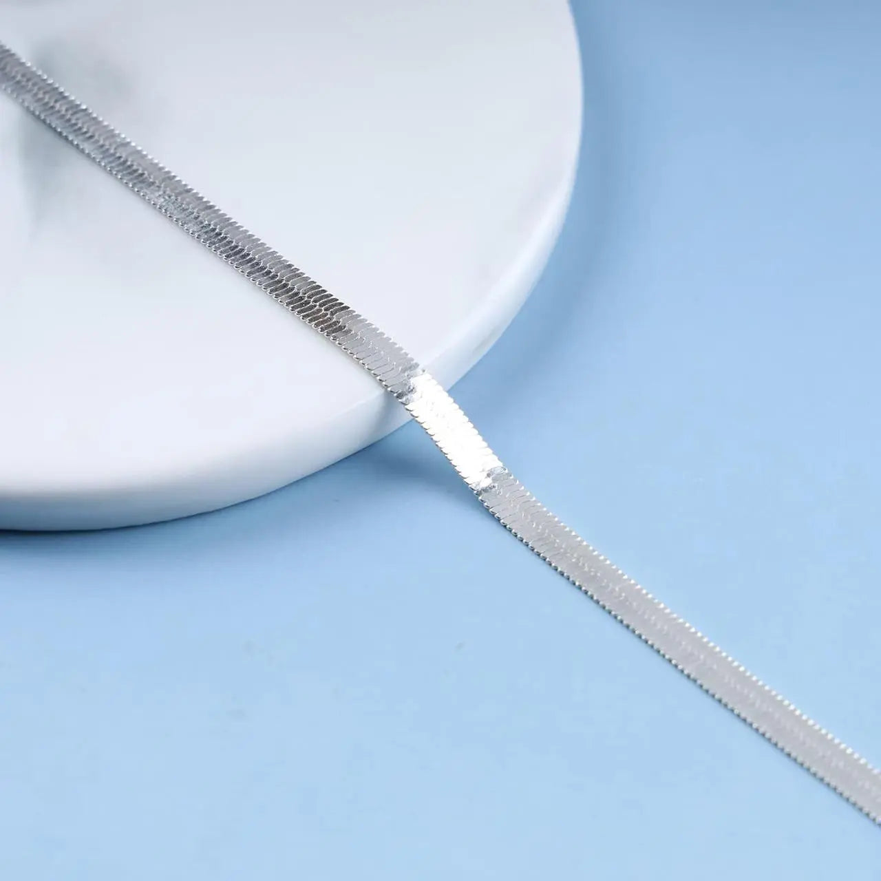 Sleek Silver-Plated Herringbone Chain Bracelet - DZOIR