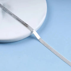 Sleek Silver-Plated Herringbone Chain Bracelet - DZOIR