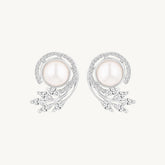 Silver-Plated Pearl Stud Earrings – Classic & Elegant Jewellery for Women - DZOIR