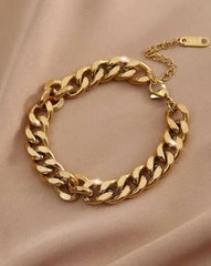 Gold-Plated Cuban Link Chain Bracelet - DZOIR