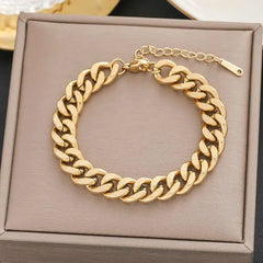 Gold-Plated Cuban Link Chain Bracelet - DZOIR
