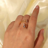 Gold-Plated Spiral Ring with Sparkling Cubic Zirconia - DZOIR