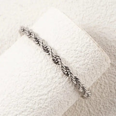 Silver Twisted Rope Chain Bracelet - DZOIR