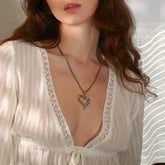 Dual-Tone Heart Pendant Necklace for Women | Gold & Silver Love Charm Jewelry - DZOIR