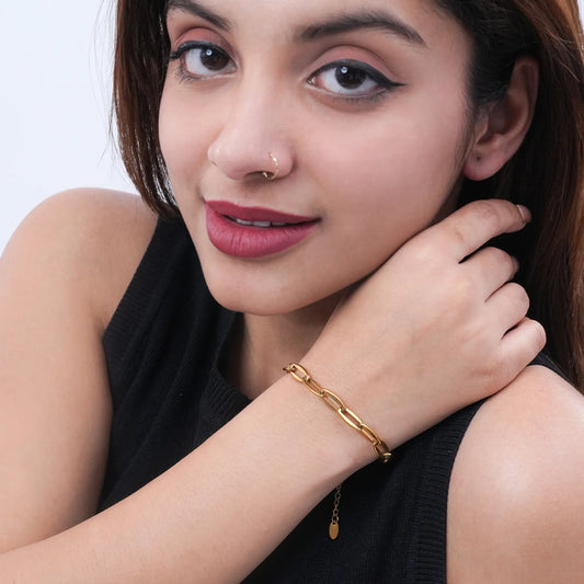 Trendy Gold-Plated Paperclip Chain Bracelet – Minimalist Link Jewelry for Women & Men - BELARIC