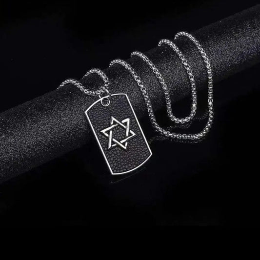 Men's Stainless Steel Star of David Dog Tag Pendant Necklace – Stylish Judaica Jewellery - BELARIC