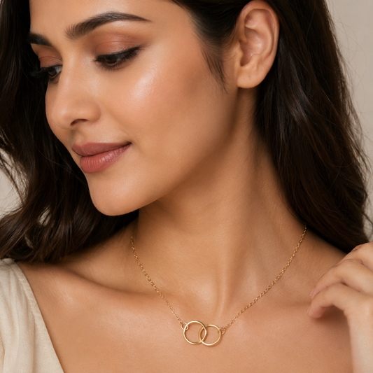 Gold Double Circle Necklace