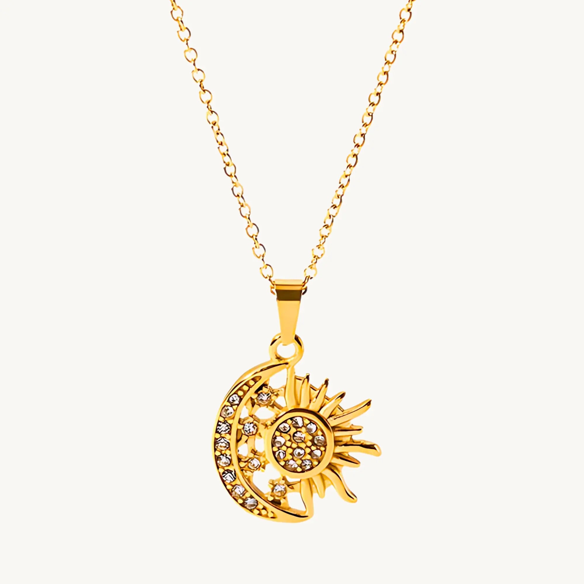 Sun & Moon Pendant Necklace for Women & Girls - DZOIR
