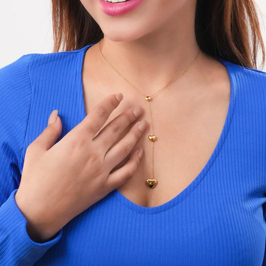 Triple Heart Gold Necklace for Women | Dainty Love-Inspired Layered Pendant - DZOIR