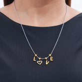 LOVE Charm Necklace with Gold Letters | Dual-Tone Dainty Pendant for Women - DZOIR