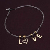 LOVE Charm Bracelet – Gold & Silver Dual-Tone Chain with Crystal Heart Bracelet for Women - DZOIR