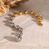 Two-Tone Beaded Bracelet for Women – Gold & Silver Stainless Steel Statement Jewelry - DZOIR