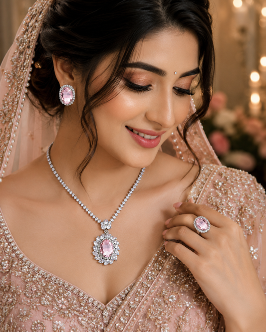 Pink Pearl Necklace Set
