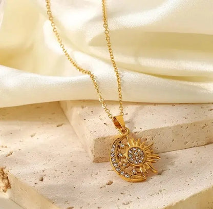 Sun & Moon Pendant Necklace for Women & Girls - BELARIC