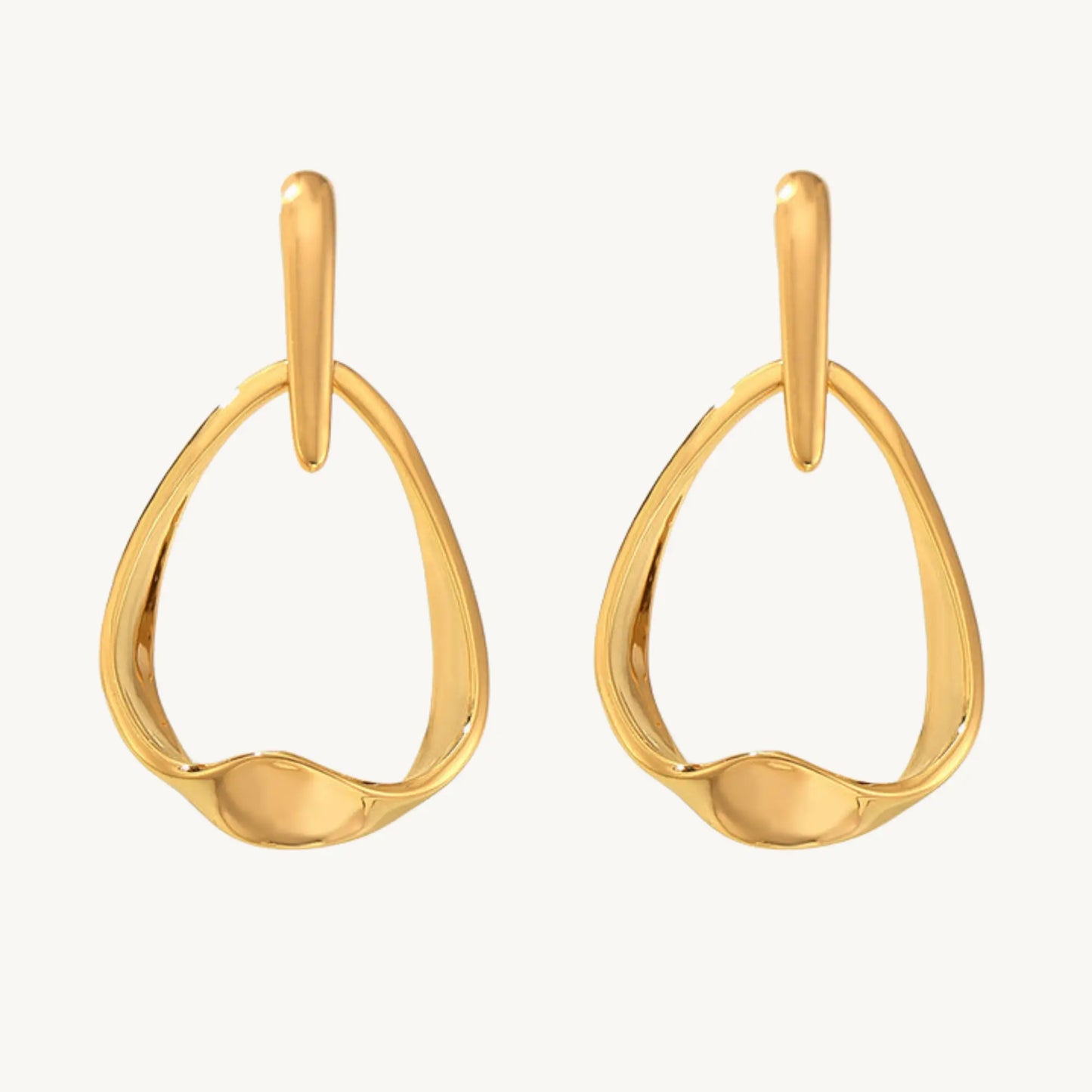 Geometric Gold Drop Earrings - BELARIC