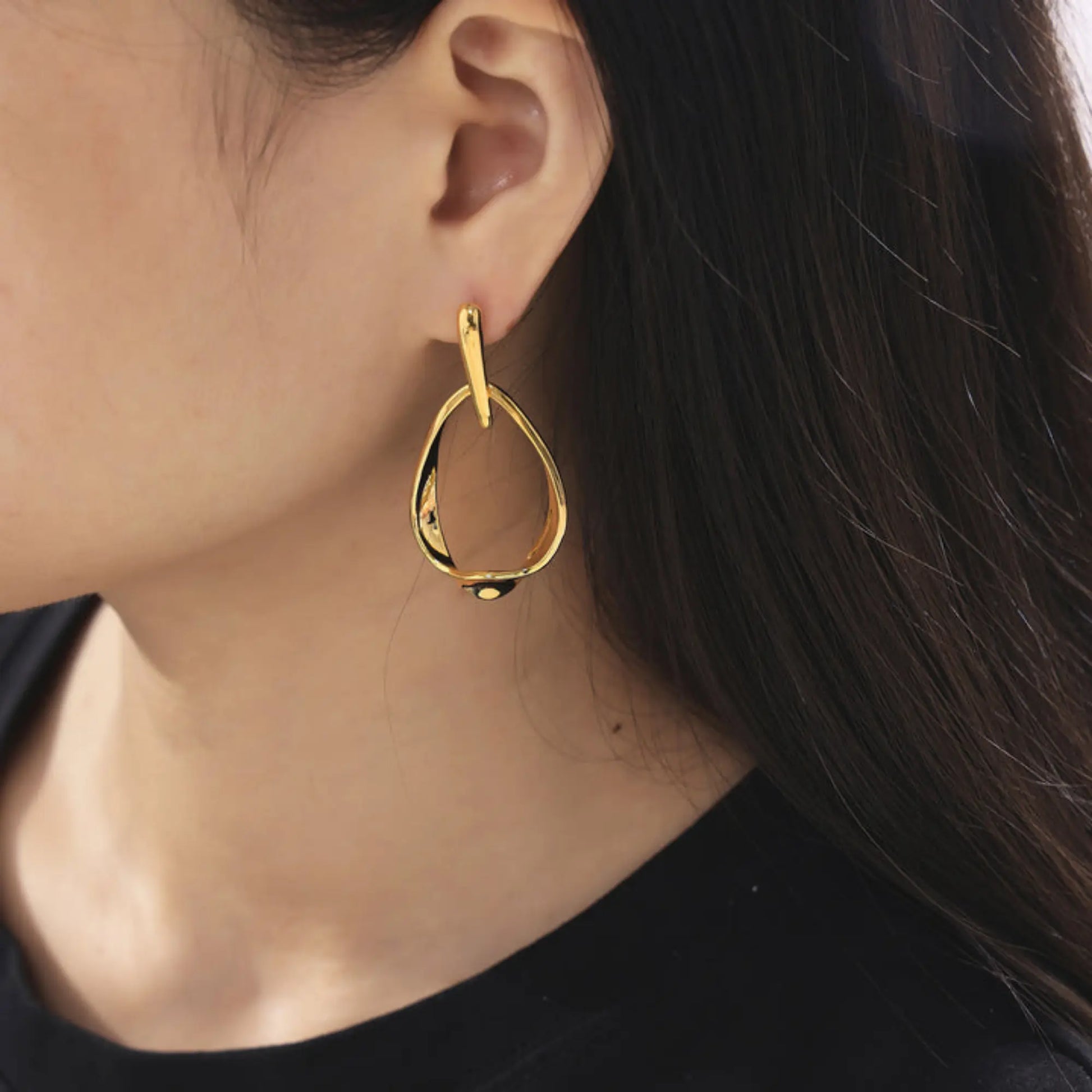 Trendy Abstract Gold Plated Drop Earrings – Modern Statement Jewelry - BELARIC
