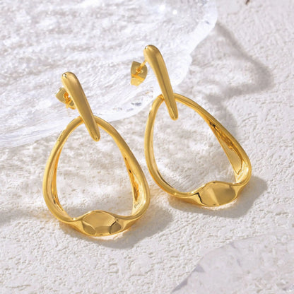 Trendy Abstract Gold Plated Drop Earrings – Modern Statement Jewelry - BELARIC