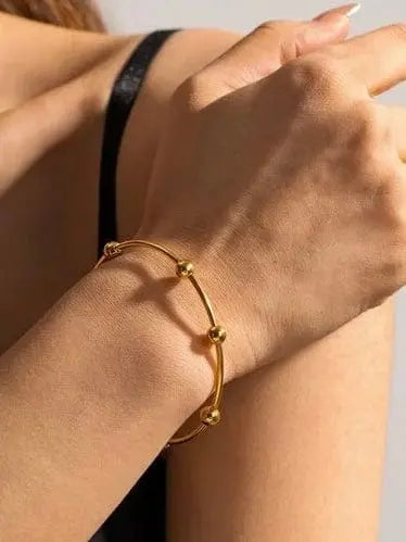 Minimalist Gold Beaded Bangle – Elegant Demi fine Bracelet for Women - BELARIC