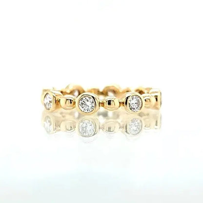 Gold Beaded Eternity Ring – Dainty Stacking Band with Sparkling Zircon Stones - BELARIC