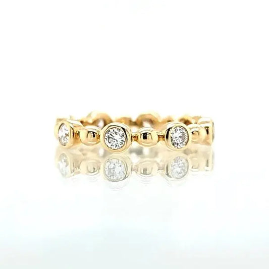 Gold Beaded Eternity Ring – Dainty Stacking Band with Sparkling Zircon Stones - BELARIC