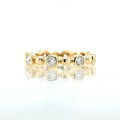 Gold Beaded Eternity Ring – Dainty Stacking Band with Sparkling Zircon Stones - DZOIR