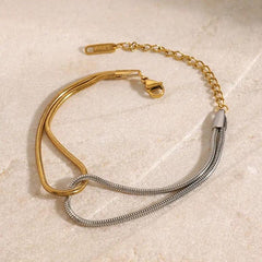 Dual-Tone Snake Chain Bracelet for Women | Gold & Silver Adjustable Fashion Jewellery