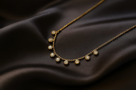 Gold Crystal Drop Necklace