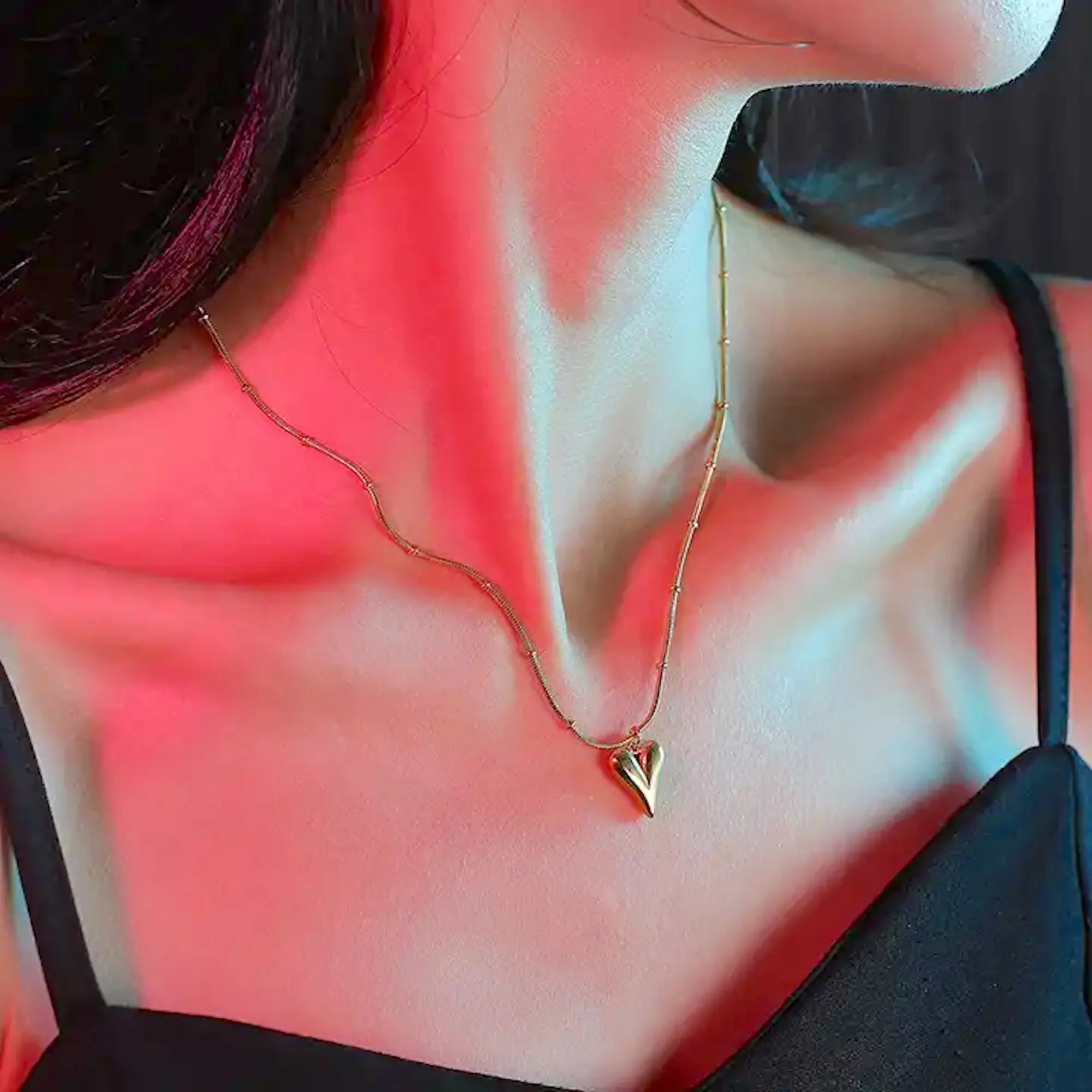 Gold-Plated Heart Pendant Necklace for Women & Girls - DZOIR