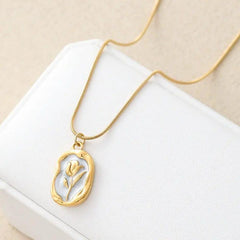 Elegant Gold-Plated Tulip Flower Pendant Necklace for Women | Dainty Minimalist Jewelry