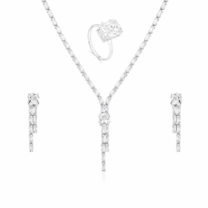 Silver CZ Necklace Set