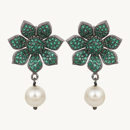 Pearl Drop Dangle Earrings for Women Green - BELARIC