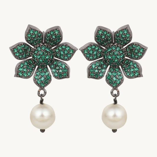 Pearl Drop Dangle Earrings for Women Green - BELARIC