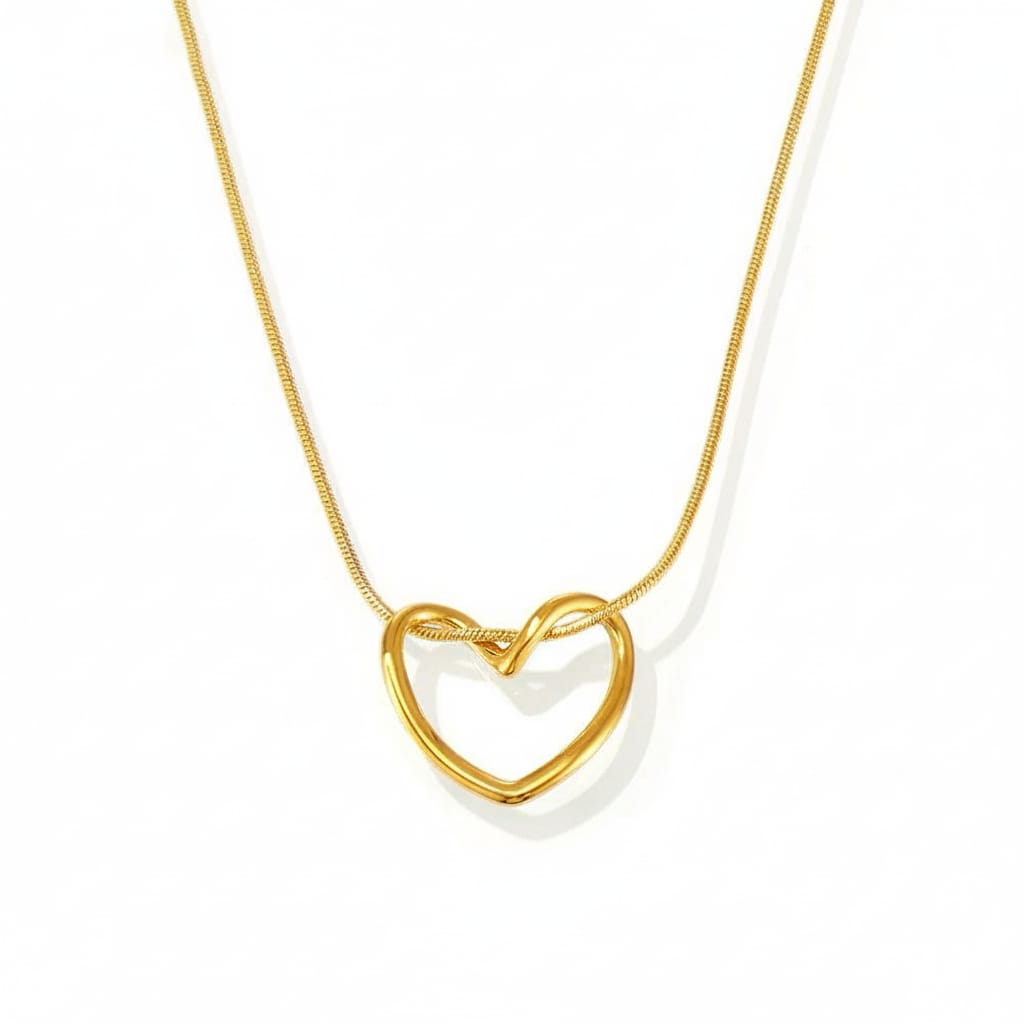Elegant Gold Heart Knot Pendant Necklace – Minimalist Everyday Jewelry for Women