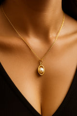 Gold Plated Pearl Planet Pendant Necklace for Women – Minimalist Celestial Jewelry