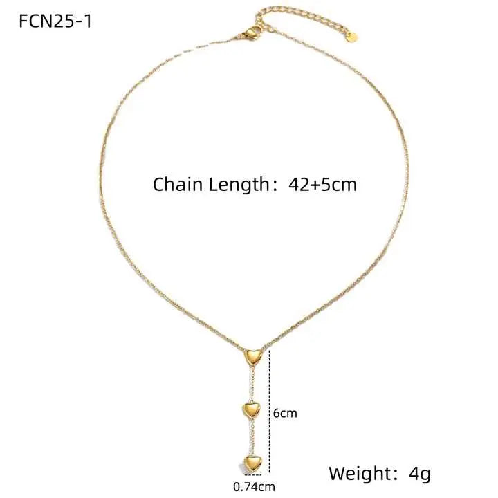 Triple Heart Gold Necklace for Women | Dainty Love-Inspired Layered Pendant - DZOIR