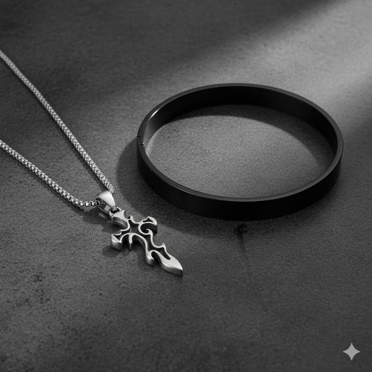 Cross Necklace & Bracelet Set