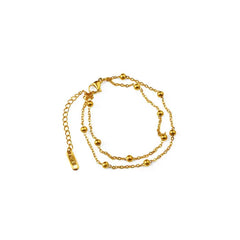 Elegant Gold-Plated Beaded Chain Bracelet – Dainty Layered Jewellery for Women - DZOIR