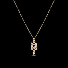 Gold Bow Pendant CZ Accents Necklace | Dainty Designer Jewelry for Women - DZOIR