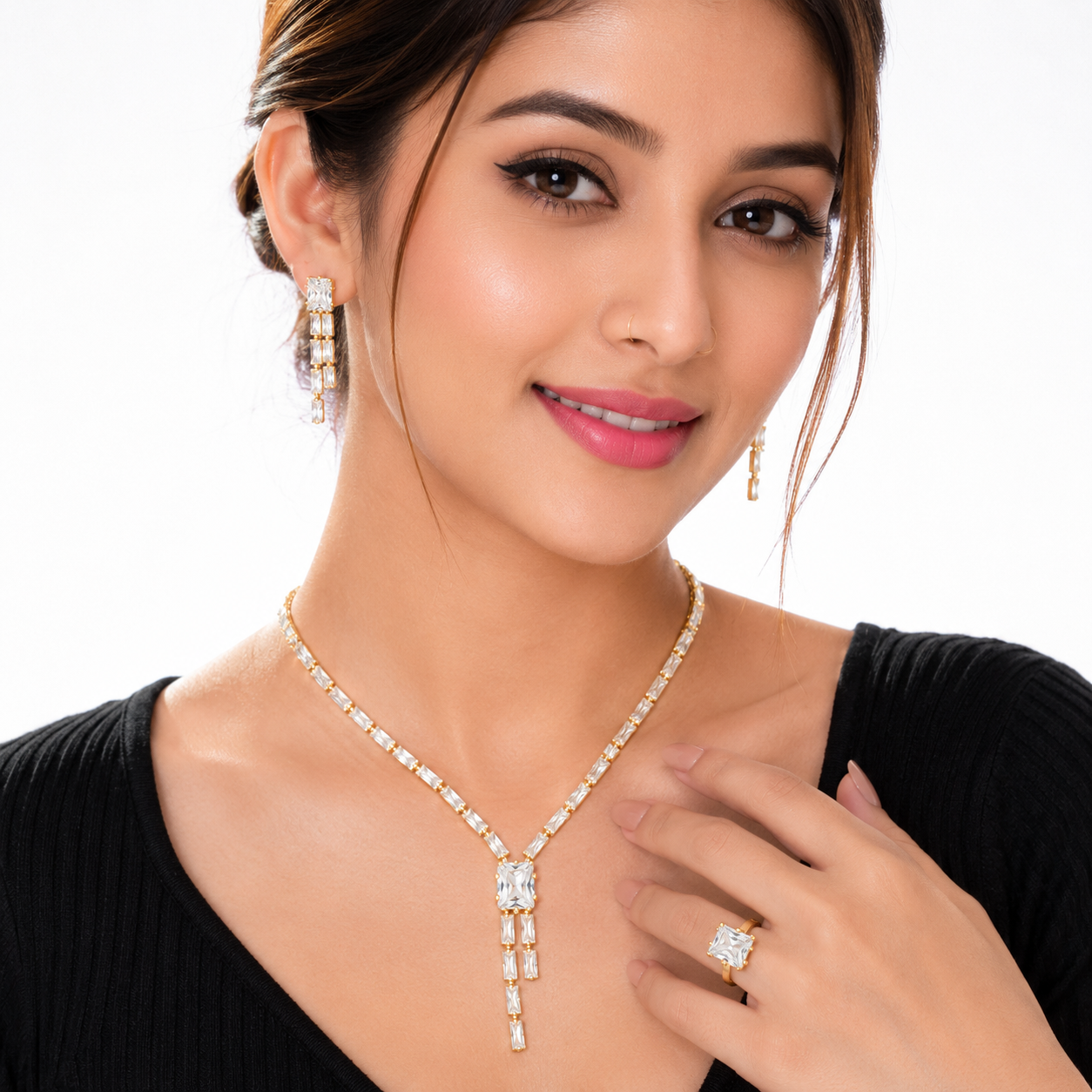 Gold Pearl Necklace Set