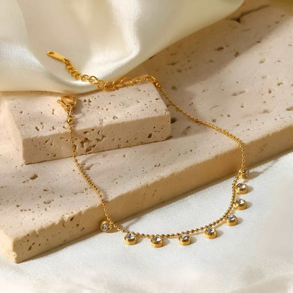 Gold Crystal Charm Bracelet