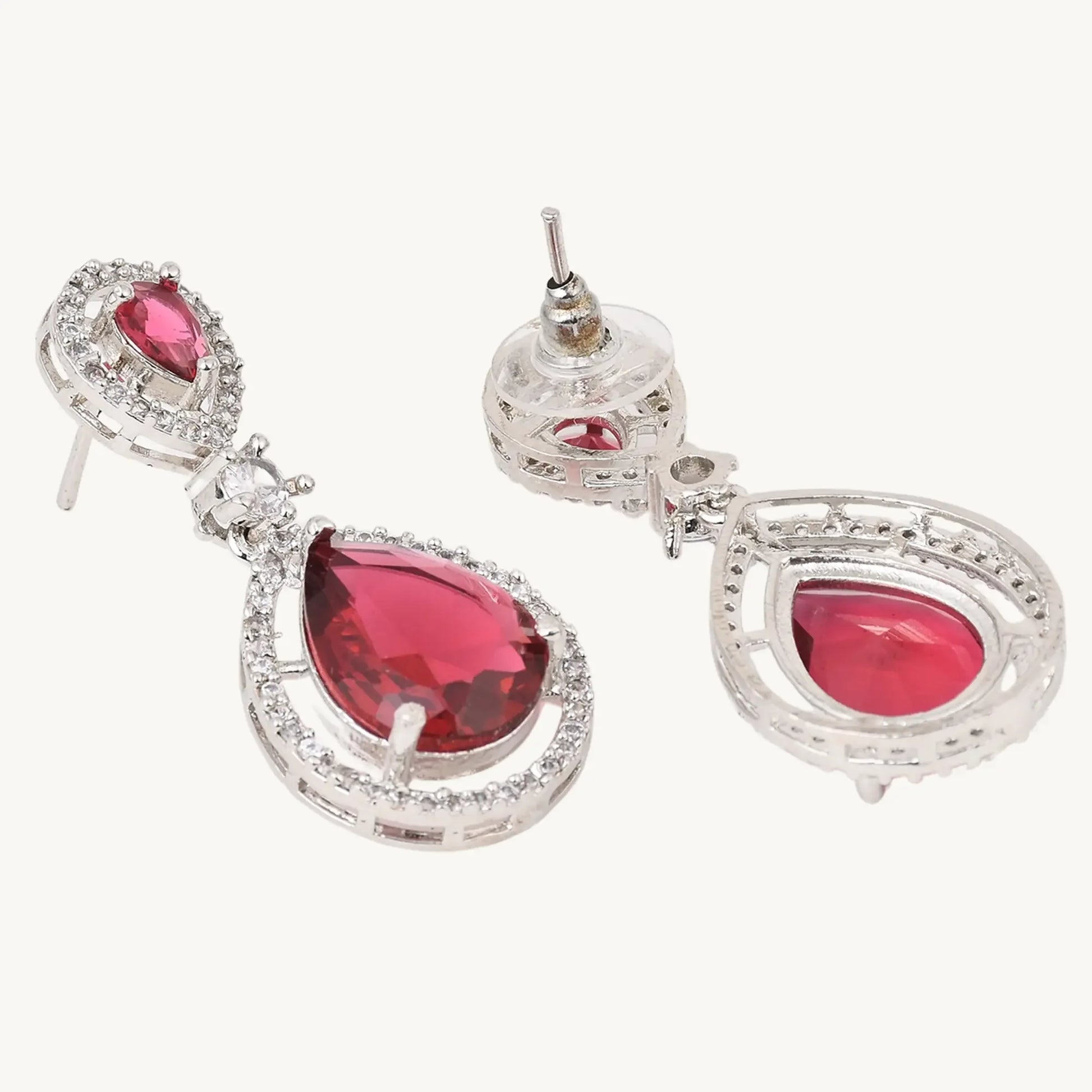 BELARIC Fashion Stylish Red Earrings for Women & Girls | Elegant AD Cubic Zirconia Diamond Earrings | Trendy Dangle Earrings for Parties & Everyday Wear - BEARIC
