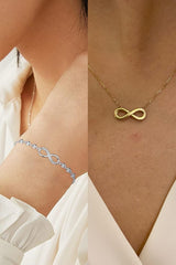 BELARIC Elegant Infinity Necklace & Bracelet Combo for Women – Gold & Silver Couple Jewelry Gift
